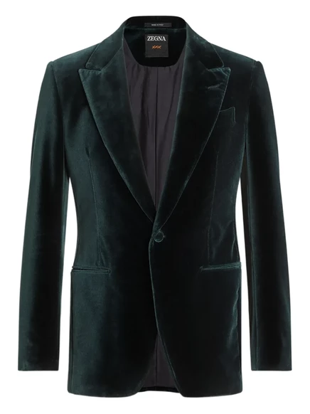 Мужской пиджак Zegna хлопковый однобортный, темно-зеленый