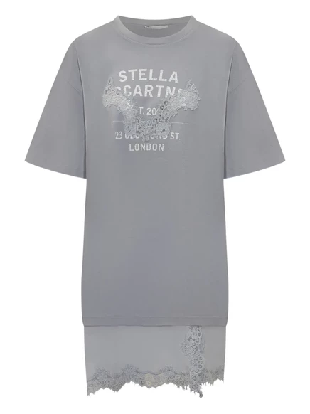 Женское платье Stella McCartney мини с кружевом, серое