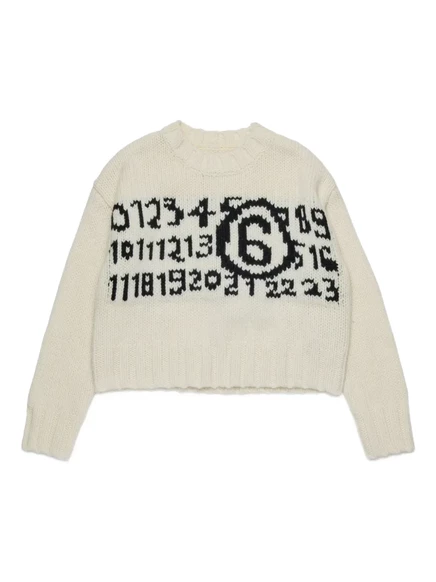 Детский джемпер MM6 Maison Margiela Kids интарсия, белый