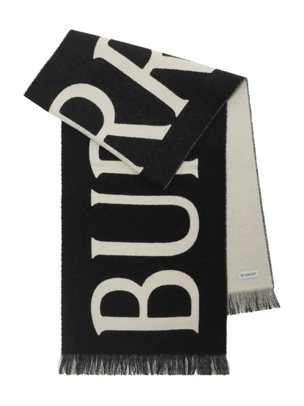 Жаккардовый шерстяной шарф с логотипом Burberry black