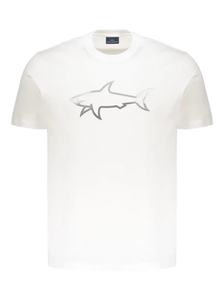 Светоотражающая хлопковая футболка Paul & Shark с принтом акулы white