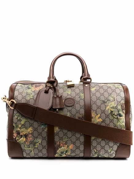 Мужская сумка-дафл Gucci GG Supreme с цветочным принтом