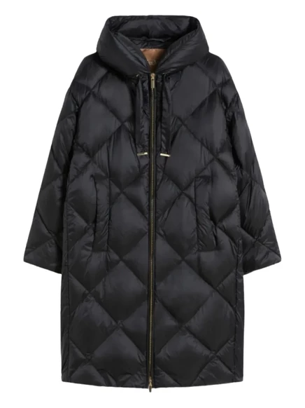Женское стеганое пальто Max Mara с капюшоном, черное