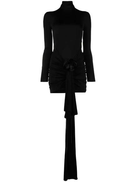 Женское мини-платье Saint Laurent с розой, черное