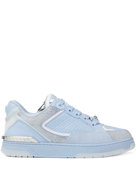 Кроссовки Versace Biggie Basket, украшенные кристаллами blue