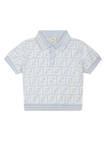 Поло для мальчиков Fendi Kids с логотипом FF, голубое