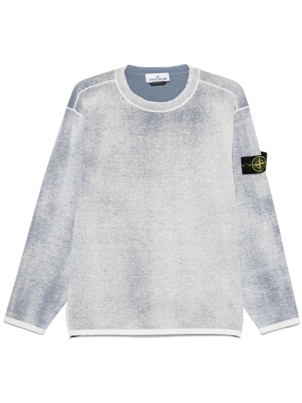 Мужской джемпер Stone Island меланж с нашивкой, голубой