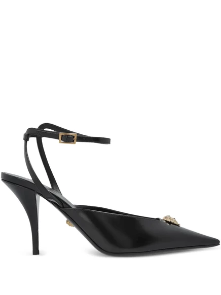 Туфли-лодочки с острым носком Versace 85 мм, украшенные медузой black