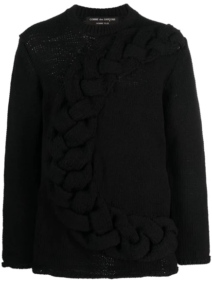 Джемпер из плотной трикотажной ткани Comme des Garçons Homme Plus с круглым вырезом лодочкой black