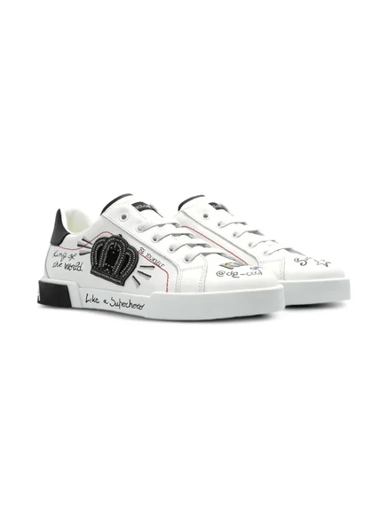 Детские кожаные кроссовки Dolce & Gabbana white