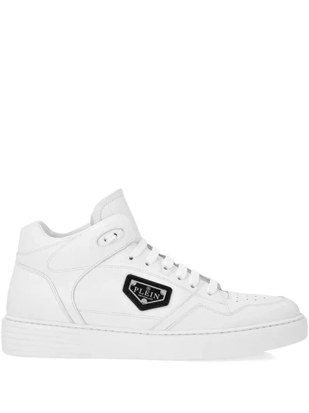 Кожаные кроссовки Philipp Plein с высоким берцем white