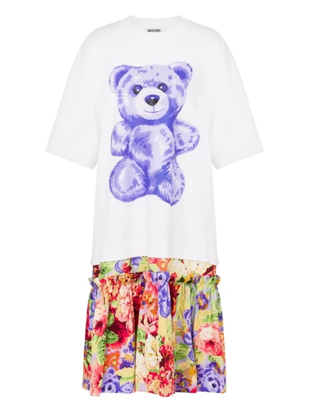 Женское мини-платье Moschino с принтом Teddy Bear, белое