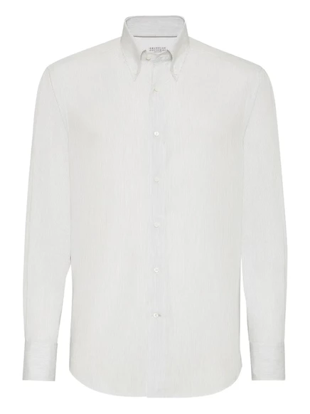Полосатая поплиновая рубашка Brunello Cucinelli white