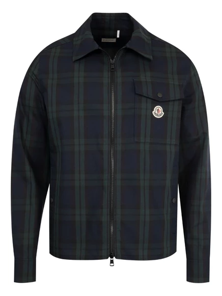 Клетчатая куртка-рубашка Moncler на молнии blue