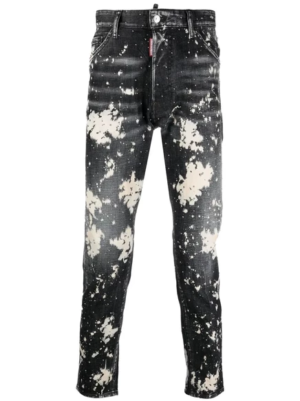 Джинсы из денима с принтом в виде брызг краски DSQUARED2 black