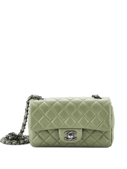 Женская мини-сумка Chanel Classic Flap, зелёная