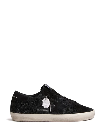 Женские кеды Golden Goose Super Star с кристаллами, черные