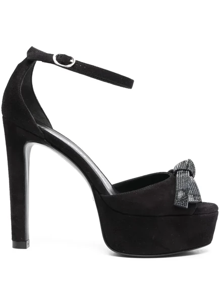 Босоножки с бантом Stuart Weitzman на дископлатформе 130 мм  black