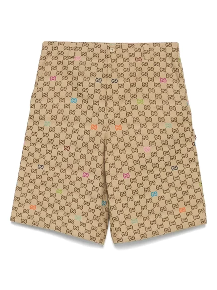 Мужские шорты Gucci с монограммой, бежевые