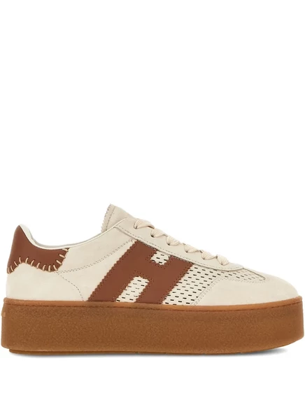 Женские кроссовки Hogan H698 перфорированные, бежевые