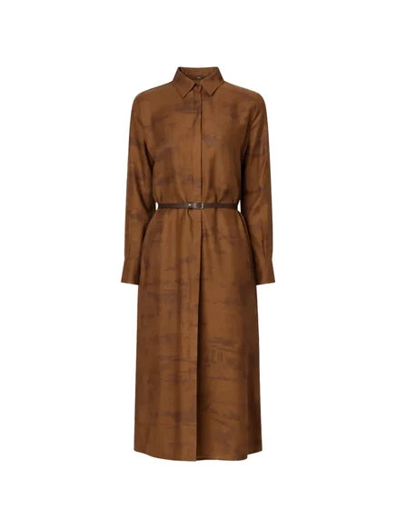 Женское платье Max Mara миди-рубашка с поясом, темно-коричневое