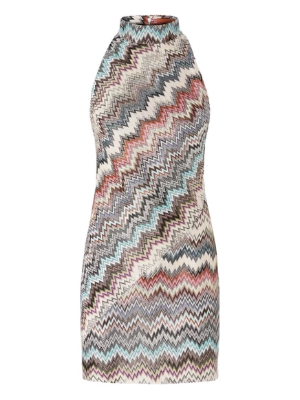 Женское мини-платье Missoni зигзаг, халтер, многоцветное