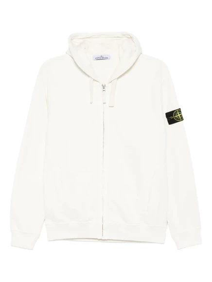 Толстовка с капюшоном на молнии с нашивкой с логотипом Stone Island white