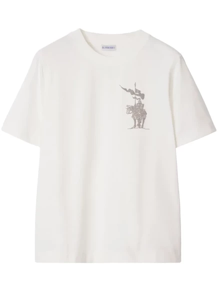 Женская футболка Burberry с мотивом всадника, слоновая кость