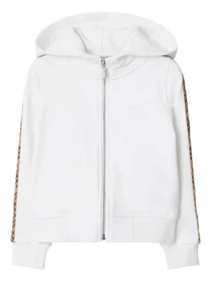 Детское худи Burberry Kids на молнии, белое