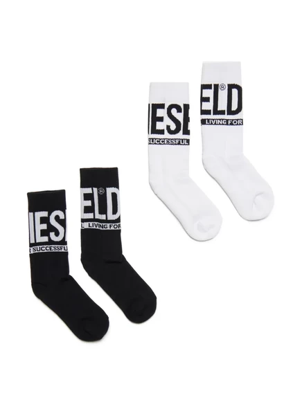 Вязаные носки Diesel Kids с логотипом intarsia (в упаковке из двух штук) black