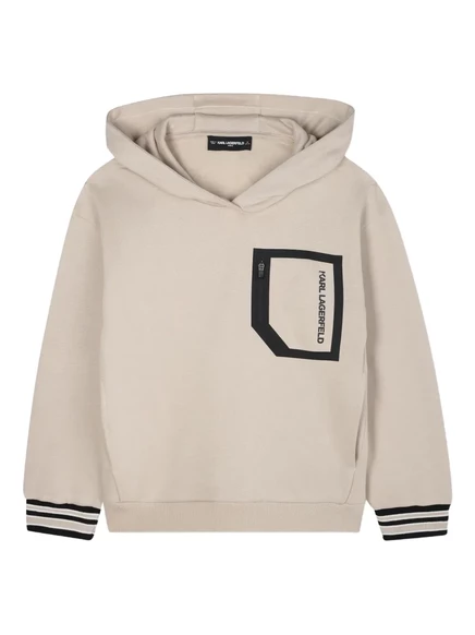 Детское худи Karl Lagerfeld Kids с логотипом, бежевое