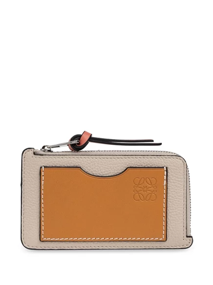 Женское портмоне Loewe кожаное с тиснением логотипа, экрю
