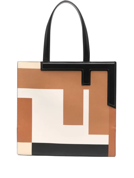 Сумка-тоут Fendi Flip, коричнево‑бежево‑черная