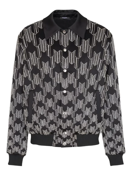 Мужская куртка‑бомбер Balmain с кристаллами, черная