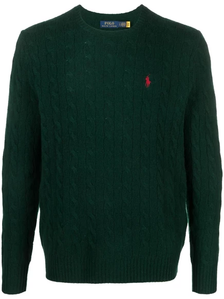 Джемпер кабельной вязки Polo Ralph Lauren Polo с рисунком пони green
