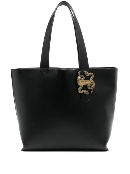 Сумка-тоут Just Cavalli на молнии со змеиной аппликацией black