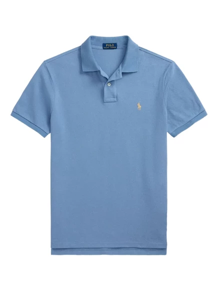 Мужское поло Polo Ralph Lauren с вышитым логотипом, синее
