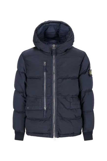 Пуховик с капюшоном Stone Island blue