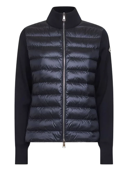 Женская стеганая куртка Moncler с вязанными рукавами, синяя