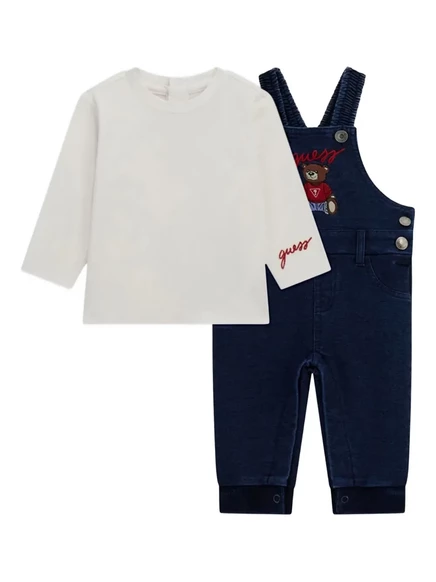 Детский ромпер Guess Kids с вышивкой медвежонка, синий