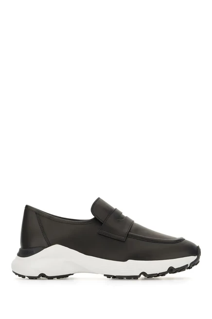 Женские кожаные слипоны Tod's с прорезью, черные