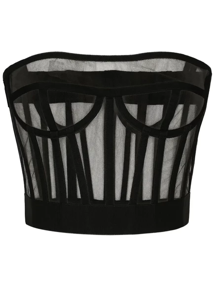 Укороченный топ на бретелях с лифом от Dolce & Gabbana black