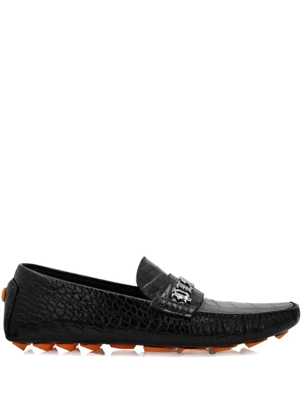 Мужские лоферы Philipp Plein из тисненой кожи, черные