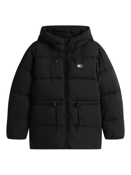 Женский пуховик Tommy Jeans с капюшоном, черный