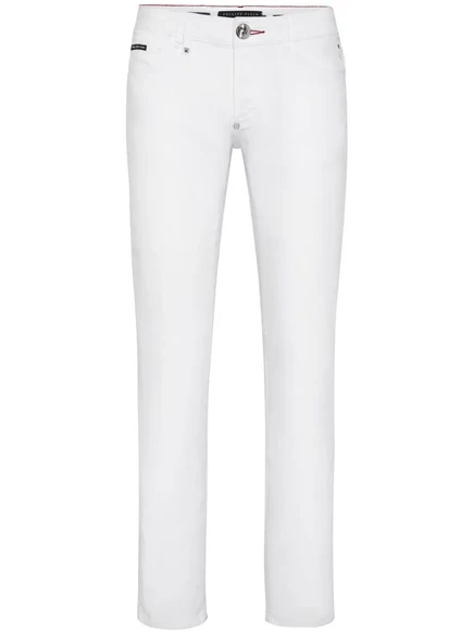 Мужские прямые джинсы Philipp Plein, белые с аппликацией