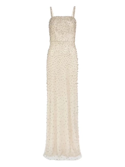 Женское платье Jenny Packham Cherry макси с кристаллами, бежевое