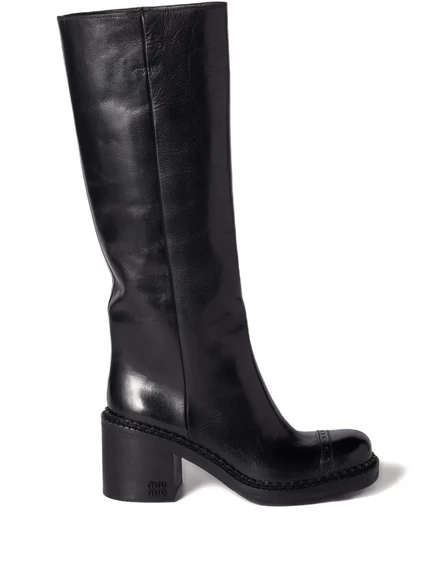 Кожаные ботинки Miu Miu 75 мм black