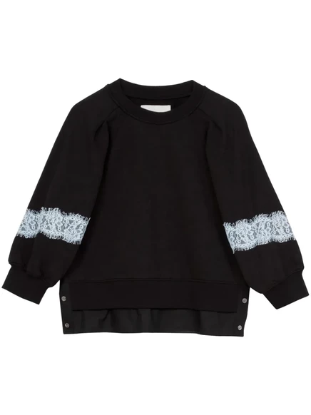 3.1 Хлопчатобумажная толстовка Phillip Lim с кружевными деталями black