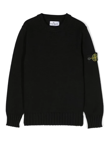 Мальчиковый джемпер Stone Island Junior с логотипом, черный