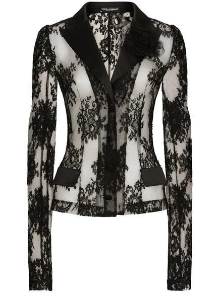 Женский блейзер Dolce & Gabbana из шантильи, черный